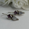 925 Sterling Silver Amethyst & Moonstone Earrings Length 1.30 Inch