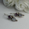 925 Sterling Silver Amethyst & Moonstone Earrings Length 1.30 Inch