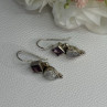 925 Sterling Silver Amethyst & Moonstone Earrings Length 1.30 Inch