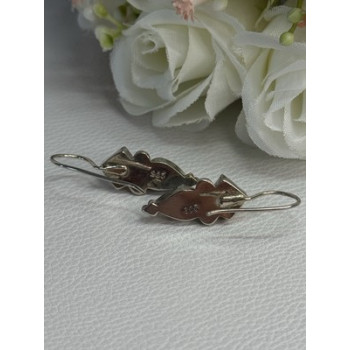 925 Sterling Silver Amethyst & Moonstone Earrings Length 1.30 Inch