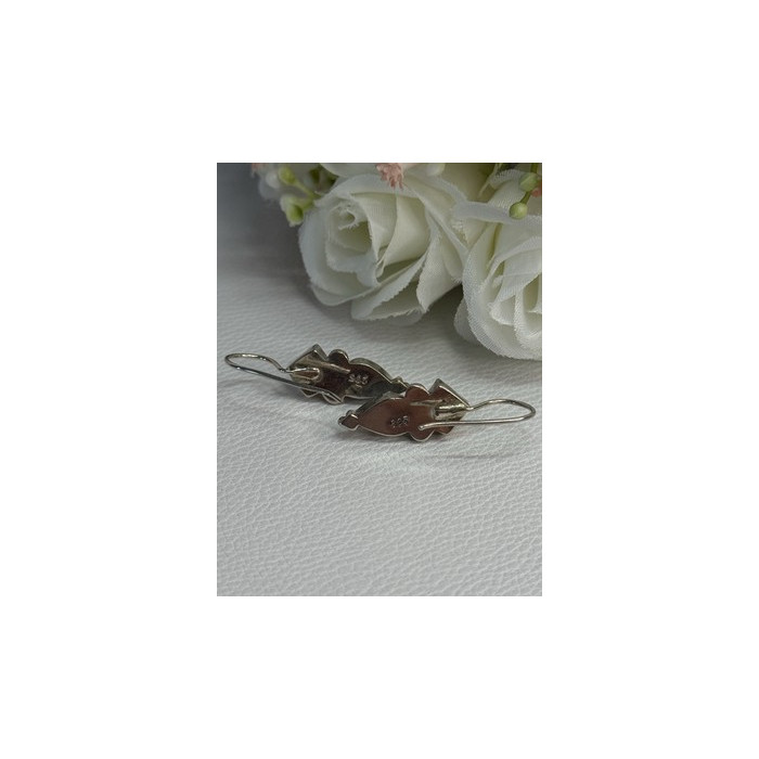 925 Sterling Silver Amethyst & Moonstone Earrings Length 1.30 Inch