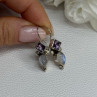 925 Sterling Silver Amethyst & Moonstone Earrings Length 1.30 Inch
