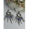 Vintage Native American 925 Sterling Silver Lapis Earrings Length 2.50 Inch
