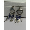 Vintage Native American 925 Sterling Silver Lapis Earrings Length 2.50 Inch