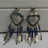 Vintage Native American 925 Sterling Silver Lapis Earrings Length 2.50 Inch