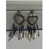 Vintage Native American 925 Sterling Silver Lapis Earrings Length 2.50 Inch
