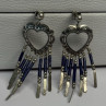 Vintage Native American 925 Sterling Silver Lapis Earrings Length 2.50 Inch