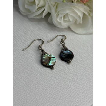 925 Sterling Silver Abalone Earrings Length 1.60 Inch
