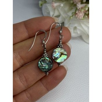 925 Sterling Silver Abalone Earrings Length 1.60 Inch