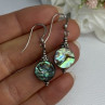 925 Sterling Silver Abalone Earrings Length 1.60 Inch