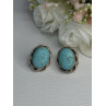 Vintage Elegant 925 Sterling Silver Turquoise Earrings Length 0.93 Inch