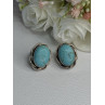 Vintage Elegant 925 Sterling Silver Turquoise Earrings Length 0.93 Inch