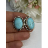 Vintage Elegant 925 Sterling Silver Turquoise Earrings Length 0.93 Inch