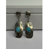 Vintage Native American 925 Sterling Turquoise Silver Earrings Length 1.90 Inch