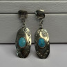 Vintage Native American 925 Sterling Turquoise Silver Earrings Length 1.90 Inch