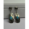 Vintage Native American 925 Sterling Turquoise Silver Earrings Length 1.90 Inch