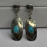 Vintage Native American 925 Sterling Turquoise Silver Earrings Length 1.90 Inch
