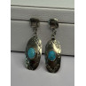 Vintage Native American 925 Sterling Turquoise Silver Earrings Length 1.90 Inch