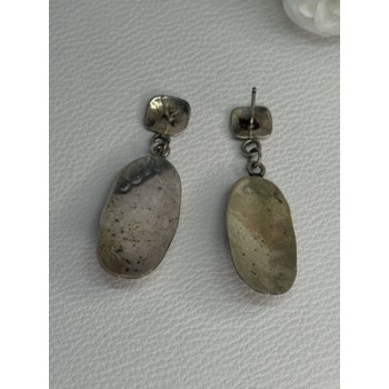 Vintage Native American 925 Sterling Turquoise Silver Earrings Length 1.90 Inch