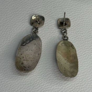 Vintage Native American 925 Sterling Turquoise Silver Earrings Length 1.90 Inch