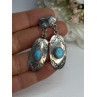 Vintage Native American 925 Sterling Turquoise Silver Earrings Length 1.90 Inch