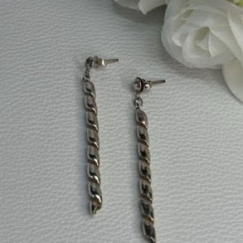 Art Design 925 Sterling Silver Earrings Length 2 Inch