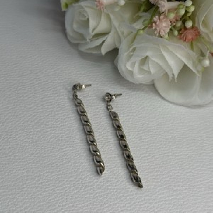 Art Design 925 Sterling Silver Earrings Length 2 Inch