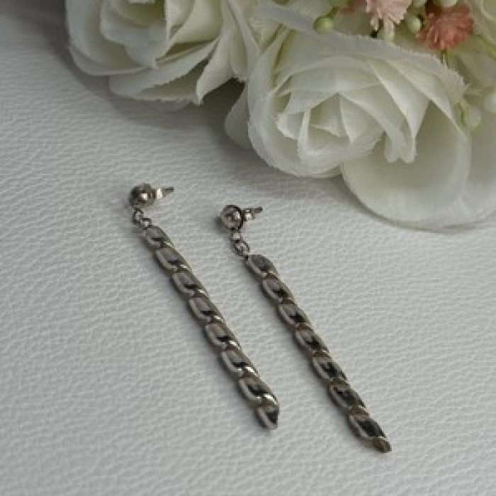Art Design 925 Sterling Silver Earrings Length 2 Inch