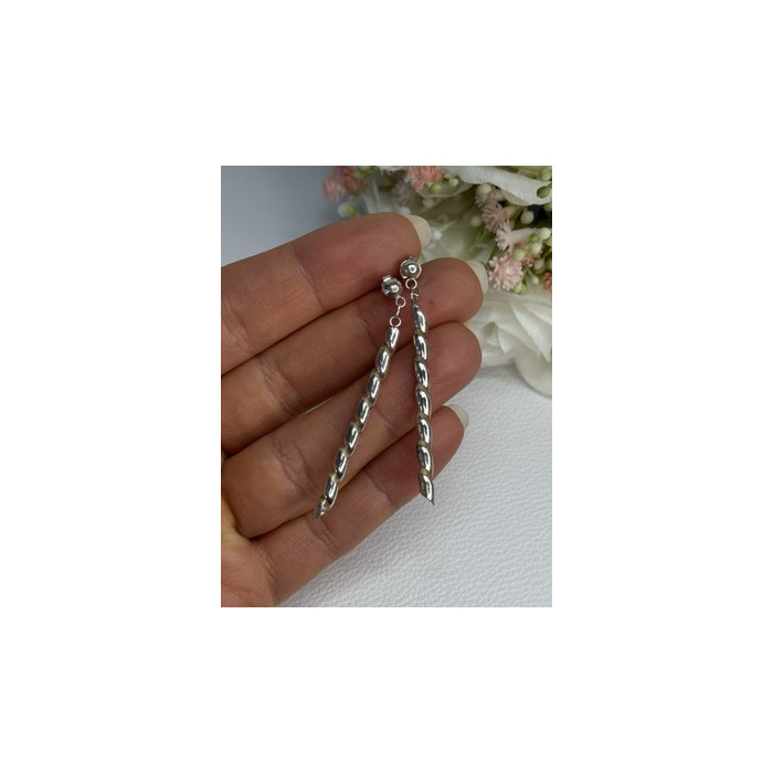 Art Design 925 Sterling Silver Earrings Length 2 Inch