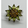 925 Sterling Silver Peridot & Citrine Flower Ring Size 4.5