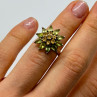 925 Sterling Silver Peridot & Citrine Flower Ring Size 4.5