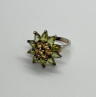 925 Sterling Silver Peridot & Citrine Flower Ring Size 4.5