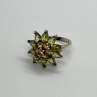 925 Sterling Silver Peridot & Citrine Flower Ring Size 4.5