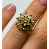 925 Sterling Silver Peridot & Citrine Flower Ring Size 4.5