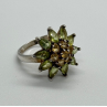 925 Sterling Silver Peridot & Citrine Flower Ring Size 4.5