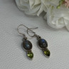925 Sterling Silver Peridot & Moonstone Earrings Length 1.40 Inch