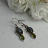 925 Sterling Silver Peridot & Moonstone Earrings Length 1.40 Inch