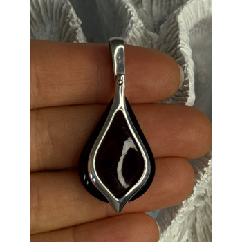 925 Sterling Silver Pyrope Garnet Pendant Length 1.90 Inch