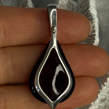 925 Sterling Silver Pyrope Garnet Pendant Length 1.90 Inch