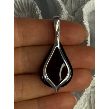 925 Sterling Silver Pyrope Garnet Pendant Length 1.90 Inch