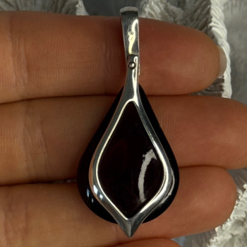 925 Sterling Silver Pyrope Garnet Pendant Length 1.90 Inch