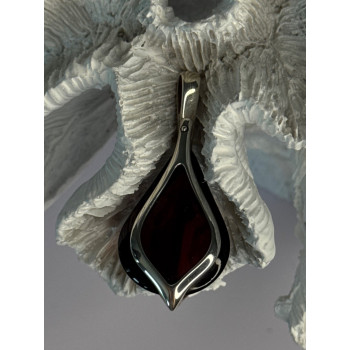925 Sterling Silver Pyrope Garnet Pendant Length 1.90 Inch