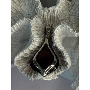 925 Sterling Silver Pyrope Garnet Pendant Length 1.90 Inch