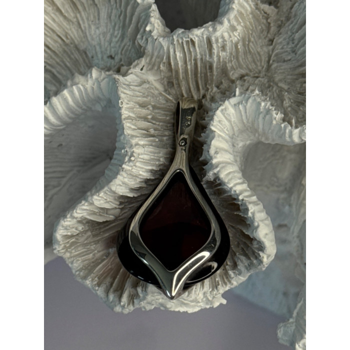 925 Sterling Silver Pyrope Garnet Pendant Length 1.90 Inch