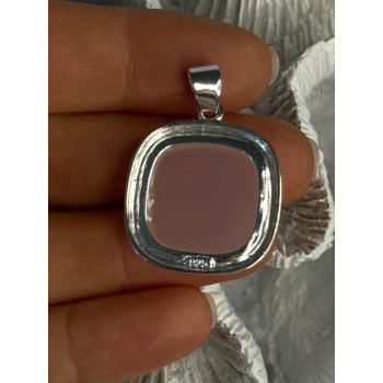 Elegant 925 Sterling Silver Morganite Pendant Length 1.40 Inch