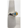 925 Sterling Silver With Opal, White Beryl (goshenite) & Zircon Ring Size 8