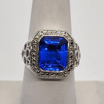 925 Sterling Silver Iolite Ring Size 8