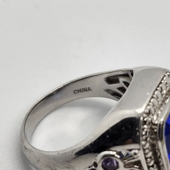 925 Sterling Silver Iolite Ring Size 8