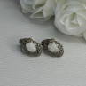 Vintage 925 Sterling Silver Opal Earrings Length 0.56 Inch