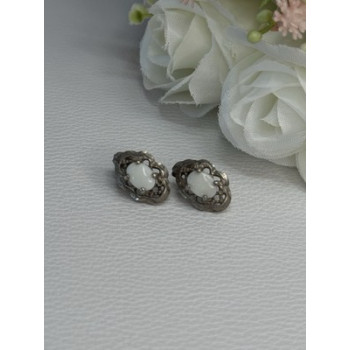 Vintage 925 Sterling Silver Opal Earrings Length 0.56 Inch